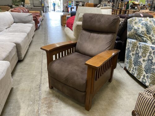Dark Brown Fabric Mission Style Lean-Back Recliner