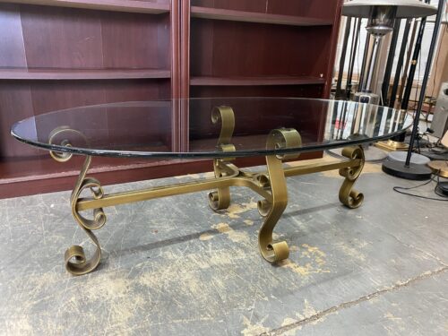 Glass Top Coffee Table w/ Twisted Brass Legs