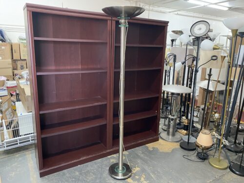 Silver Torchiere Floor Lamp W/ Glass Rings