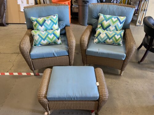 MARTHA LIVING 3 Piece Charlotte Brown Wicker Patio Set