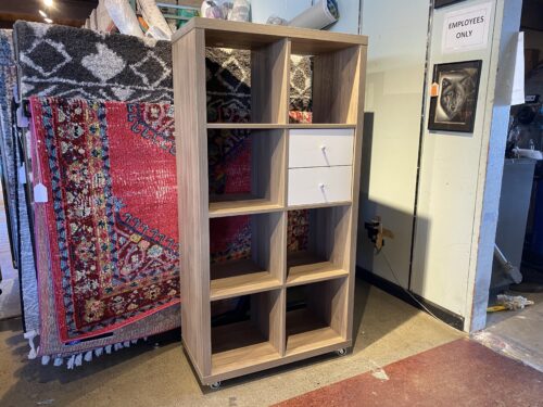 Rolling Cubby Shelf w/ 2-Drawers