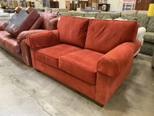 Vibrant Red American Made Roll Arm Loveseat