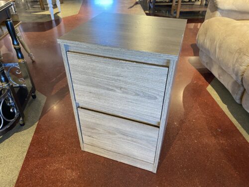 AMERIWOOD HOME Bedside Cabinet with Two Drawers in a Grey Wash Wood