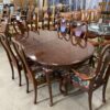 Cherry Wood Dining Table with Set of 6 Floral Chairs