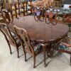Cherry Wood Dining Table with Set of 6 Floral Chairs