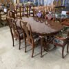 Cherry Wood Dining Table with Set of 6 Floral Chairs