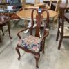 Cherry Wood Dining Table with Set of 6 Floral Chairs