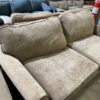 Wide Brown Fabric Curved Arm Sofa
