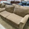Wide Brown Fabric Curved Arm Sofa