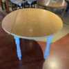 Farmhouse Style Drop Leaf Round Dining Table - White and Natural