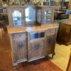Unique Antique Buffet with Marble Top and Mirrored/Glass Display Compartment