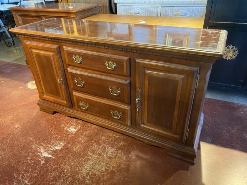 Traditional Wood Buffet with Cabinets and Drawers
