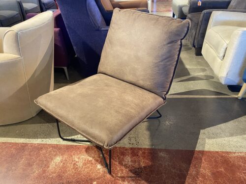 Brown Faux Leather Pillow Lounge Accent Chair