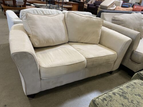 Light Beige Suede Loveseat