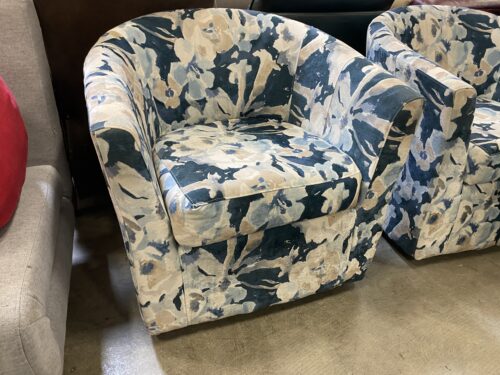Floral Swiveling Fabric Armchair