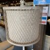 White Distressed Floor Lamp with Drum Shade