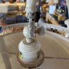 White Distressed Floor Lamp with Drum Shade