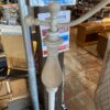 White Distressed Floor Lamp with Drum Shade