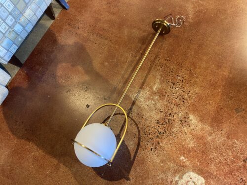 Brass Pendant Light with Etched Glass Sphere
