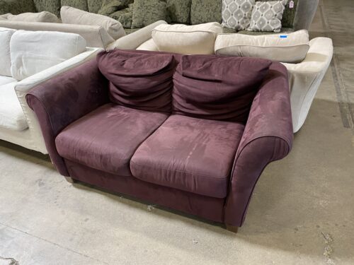 Burgundy Suede Loveseat