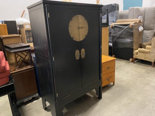 Chinoiserie Black Wood TV Cabinet