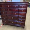 Dark Cherry Wood Chinoisere Apothecary Drawers