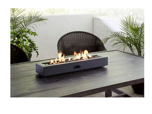 ALLEN + ROTH Black Portable Steel Rectangle Tabletop Liquid propane Fire pit