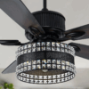 BELLA DEPOT NEW! 52" Crystal Drum Ceiling Fan in Black