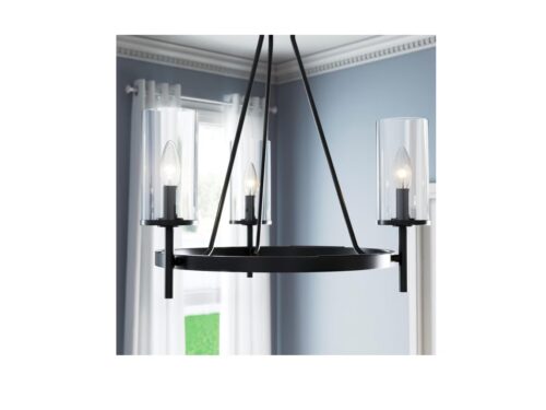 NEW! PROGRESS LIGHTING Strahan 3-Light Black Transitional Chandelier