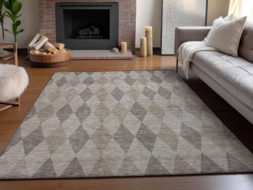 ADDISON  Premium Washable Super Soft Modern Diamonds Mayfield Rug - Beige - 8' x 10'