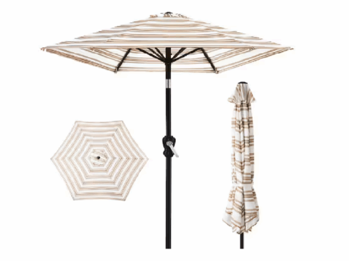 NEW! OUTDURA 10 Foot Market Umbrella with Tan Stripes
