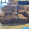 Plush Brown Double Recliner with Center Console