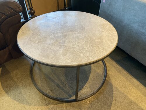 Circular Coffee Table with White Stone Top