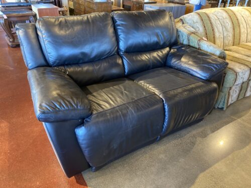 Classic Black Leather Recliner Loveseat