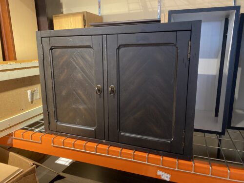 Dark Upper Cabinet with Chevron Wood Pattern
