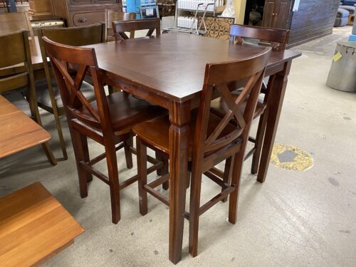 Tall Square Dining Table Set w/ 4 Chairs