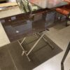 Black Glass Top Adjustable Table with Chrome Base