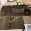 Black Glass Top Adjustable Table with Chrome Base