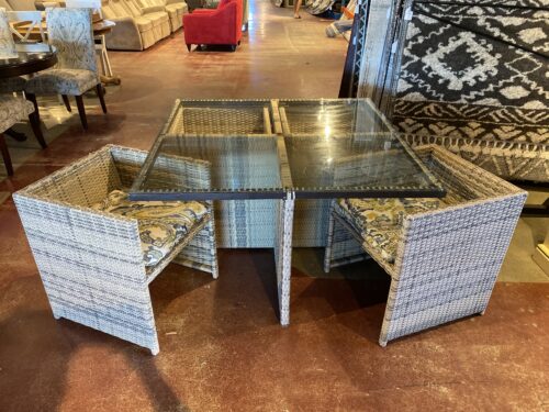 Outdoor Cube Dining Table with Tuck Away Chairs