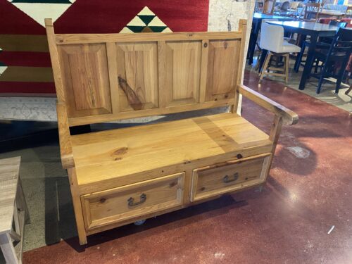 Made in Mexico High Back Wooden Storage Bench
