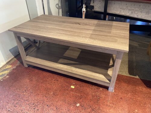 Farmhouse Style Wooden Coffee Table in Washed Grey