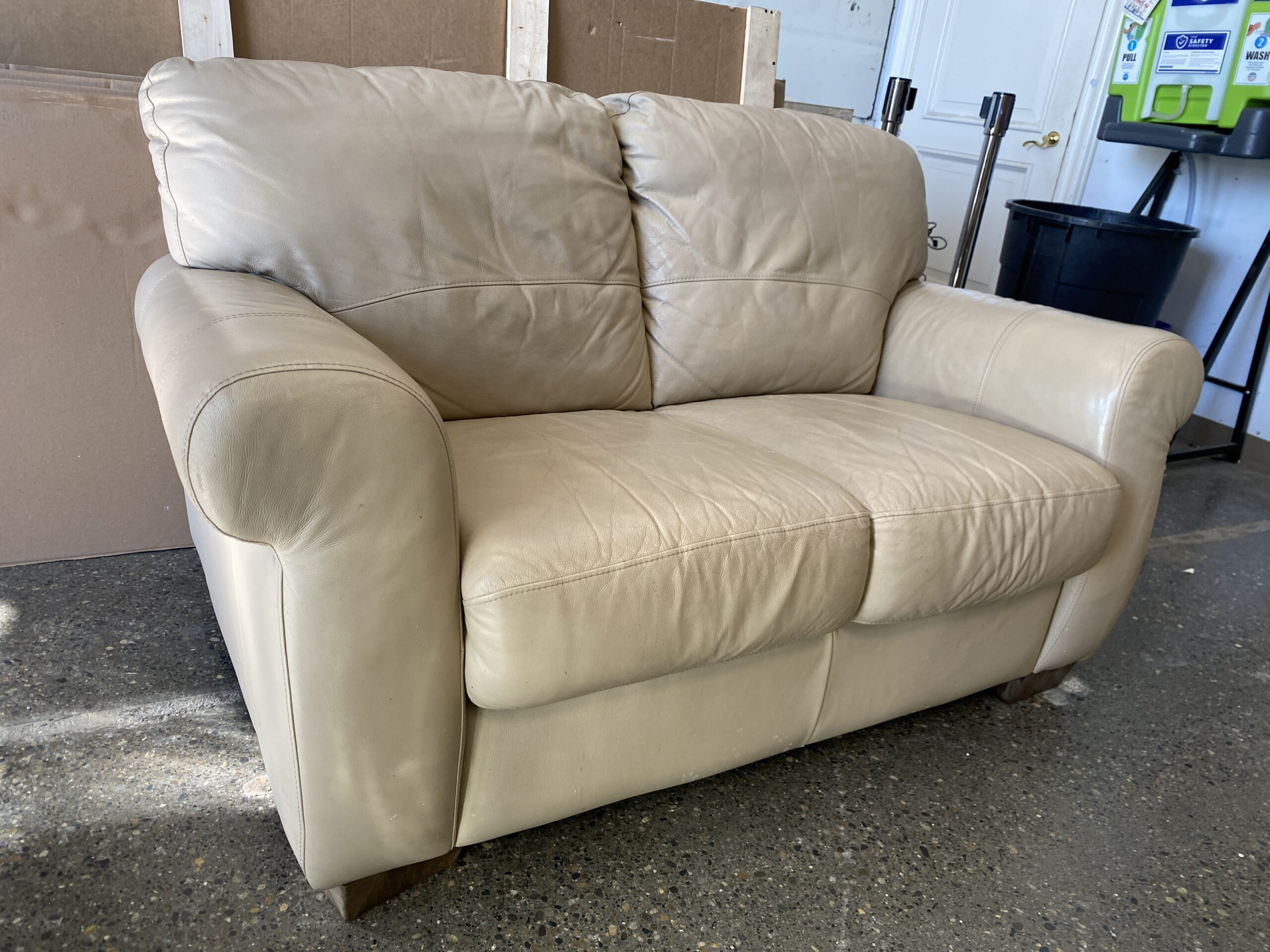 Classic Tan Leather Loveseat