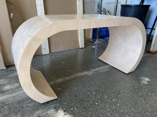 Contemporary Combed Waterfall Tan Accent Table