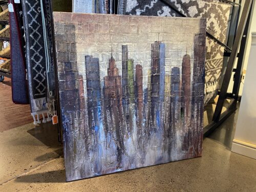Large Burlap Skyline Stretched Canvas Art