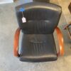 STEELCASE Black Leather Office Chair with Red Wood Arms