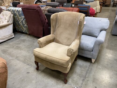Fuzzy Wuzzy Light Brown Wing Back Chair