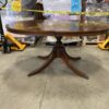 Amber Toned Metal Foot Pedestal Table