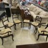 Set of 6 Dark Wood Floral Cushioned Dining Chairs