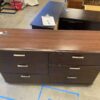 CORT Red Toned 6 Drawer Silver Pull Dresser