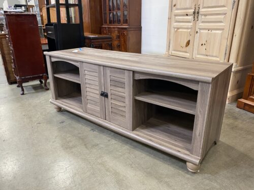 Light Grey Slatted Door Media Center